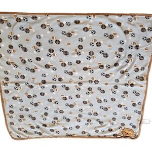 Carters Child‎ of Mine Blue All Star Monkey Sports Balls Baby Receiving Blanket